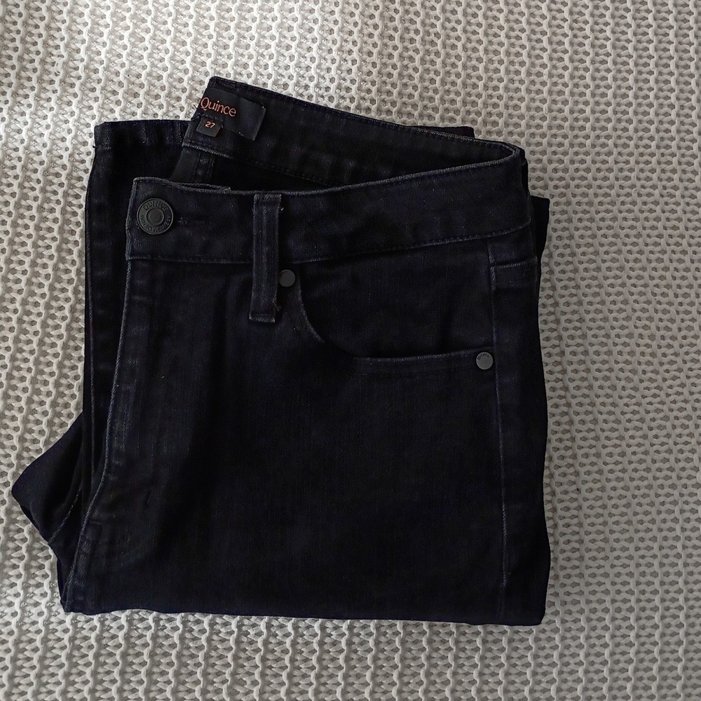 Quince Black High Rise Flare Leg Organic Cotton Blend Jeans Size 27 - Picture 9 of 9